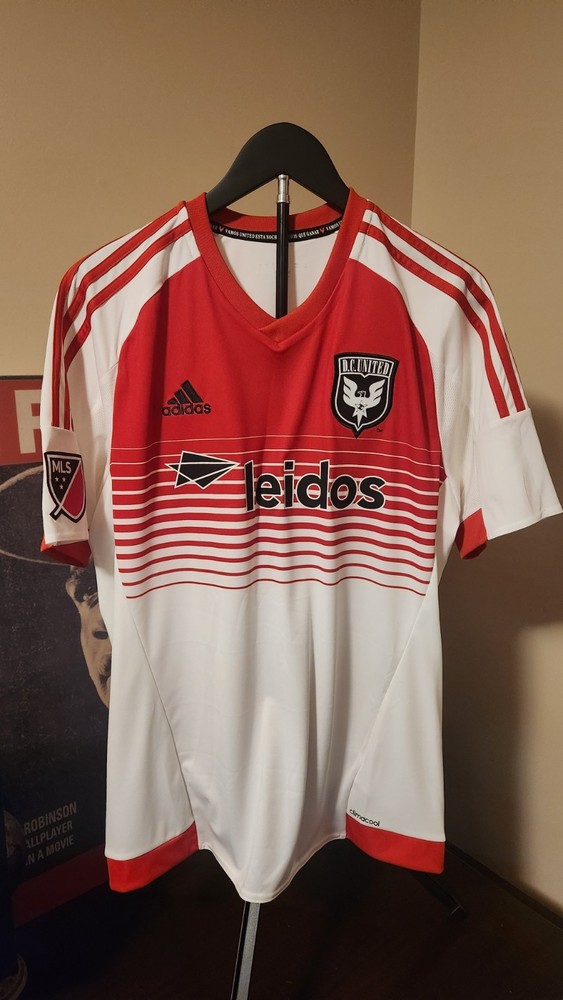 D.C. United Soccer Jersey Mens Large Adidas White Red 2015/17 Away | World Cup
