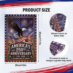 ONEHAUS 250 Anniversary USA Garden Flag, 250th 12 x 18 inches, Eagle Flag