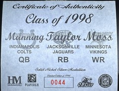 MANNING/TAYLOR/MOSS Highland Mint 3 Nickel Silver Rookie Coin Set #0044 w/COA