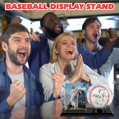 Acrylic Baseball Display Case, Dustproof Clear Base free size, Black+clear