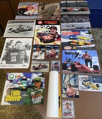 19 IndyCar Nascar Items Signed Photos Cards Poster Cheever Brayton Theys Irvan