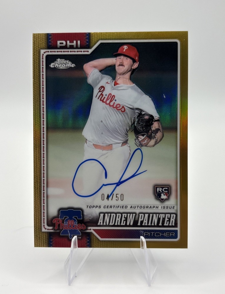 Andrew Painter 2026 Topps Chrome Baseball RA-AP Rookie Auto Gold Refractor 04/50
