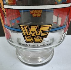 1985 Titan Sports WWF 32 Oz Tumbler Glass Andre Hulk Hogan Piper Sheik JYD Cup