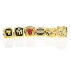 6pcs Michael Jordan Chicago Bulls Championship Rings Set With Wooden Case