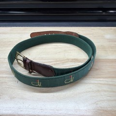 Men’s Size 42 Masters Canvas and Leather Belt – Golf Solid Brass Buckle. G