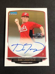 Dan Langfield Reds Signed 2013 Bowman Chrome Baseball card #BCA-DL Auto