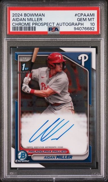 AIDEN MILLER / 2024 BOWMAN CHROME PROSPECT AUTO #CPAAMI PSA 10