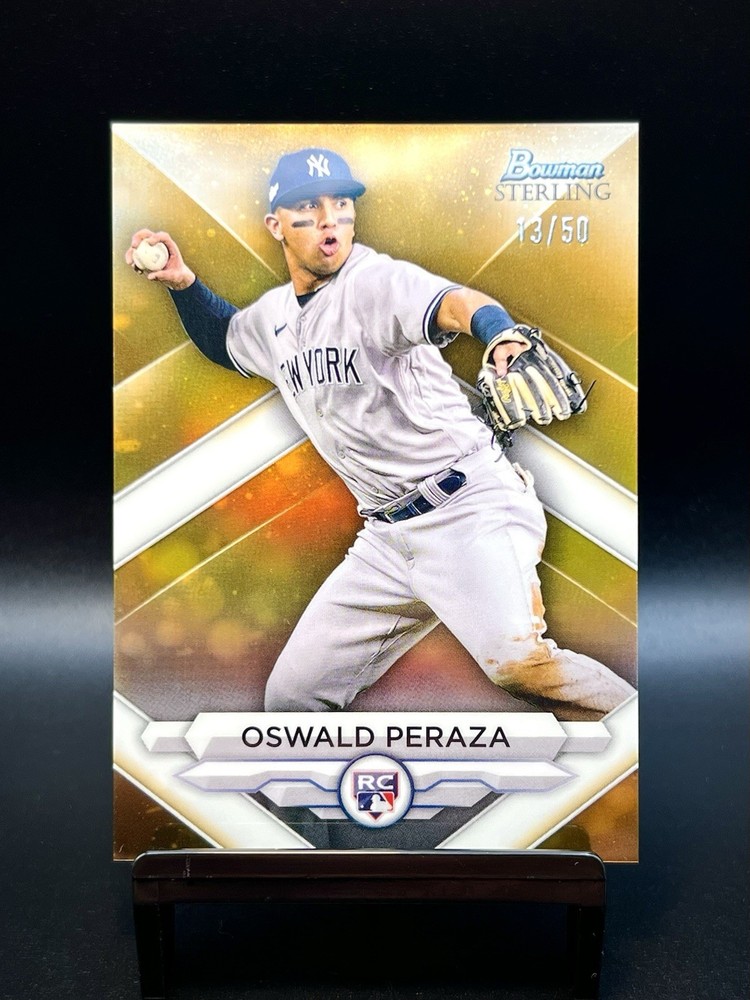 2023 Bowman Sterling Rookies #BSR-30 Oswald Peraza GOLD REFRACTOR /50 RC Yankees