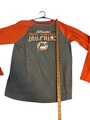 Pro Line Miami Dolphins Raglan Style Men L Teal Orange Cotton Polyester & Rayon
