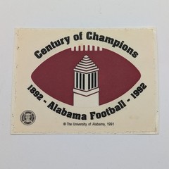 Alabama Football 100 Year Sticker 1892–1992 Century of Champions Decal