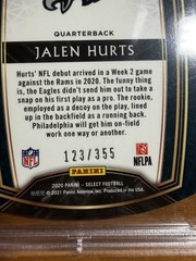 Panini 2020 Select Jalen Hurts Copper Prizm Die-Cut #250 RC PSA 9 /355