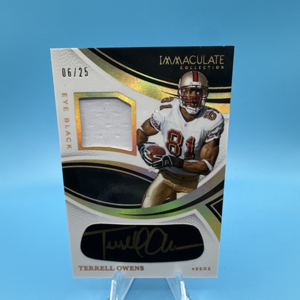 Panini 2025 Immaculate Eye Black Jersey Terrell Owens 49ers Auto Gold /25