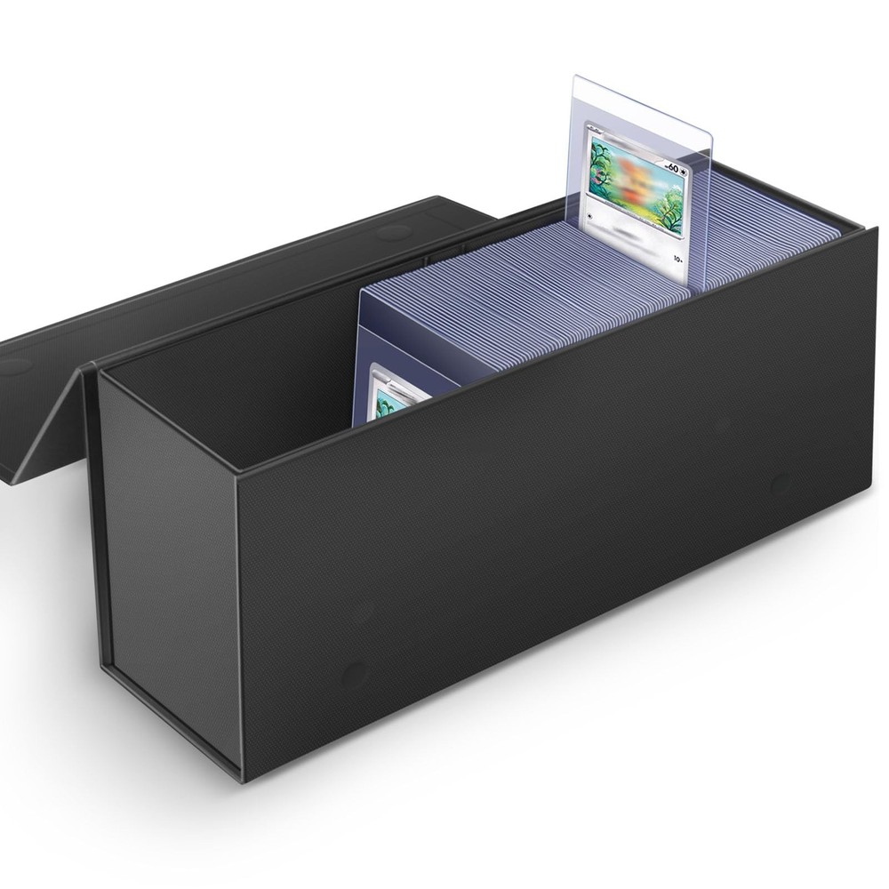 2 Pack Semi Rigid Card Holder, Magnetic and Semi Rigid Card Storage Box, Black