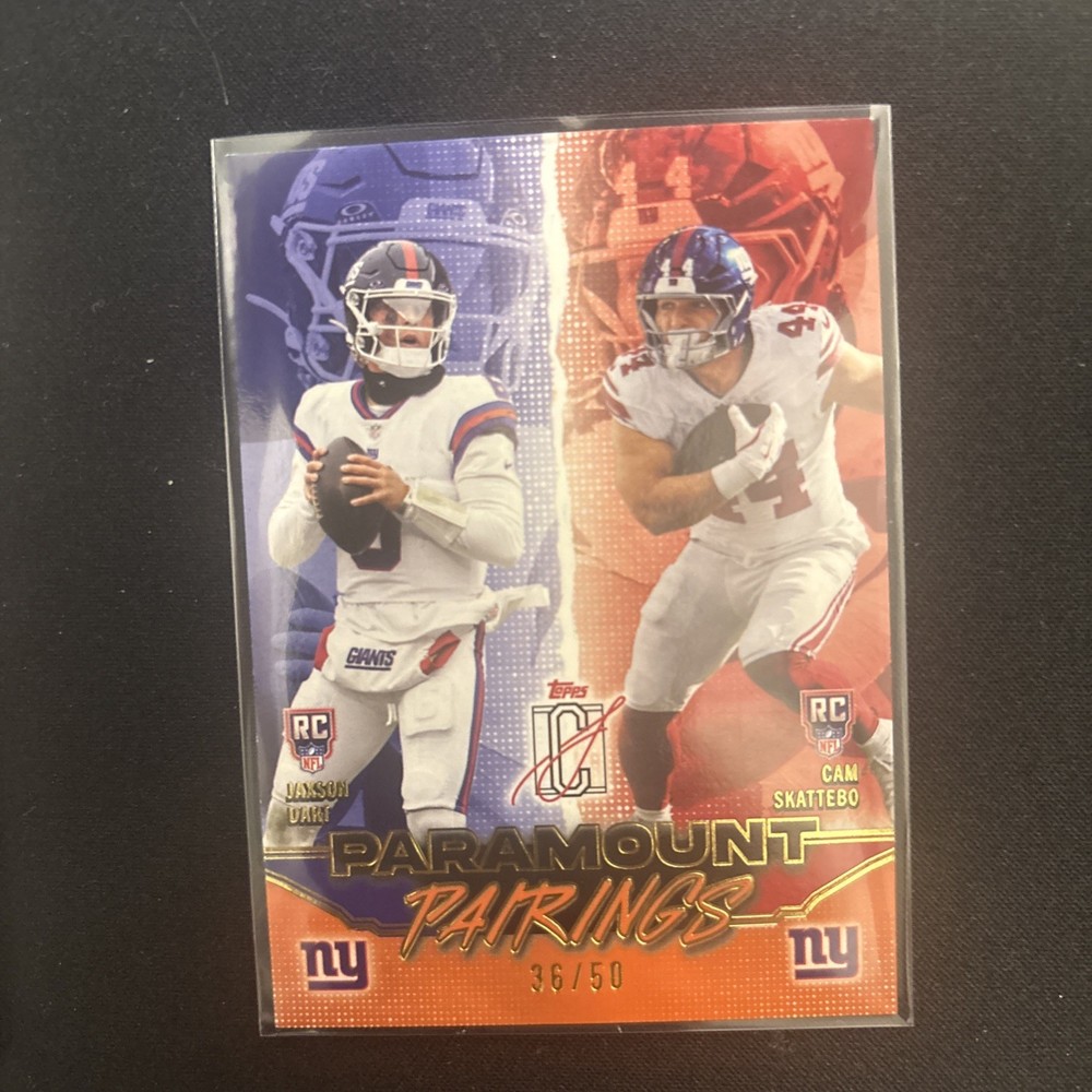 Topps Signature Class Paramount Pairings PP-2 Jaxson Dart/Cam Skattebo RC /50