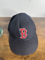 Boston Red Sox Hat Cap Mens 7 1/8 Navy New Era 59fifty Made In USA Baseball Wool