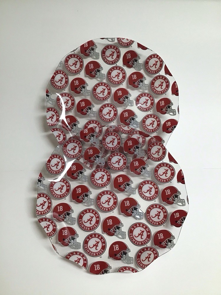 Alabama Crimson Tide SET OF 2 College Football Plastic Dish Plate Tray 11” NEW