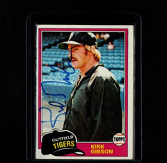 1981 TOPPS VINTAGE RC CARD SIGNED IP AUTO KIRK GIBSON DETROIT TIGERS GREAT
