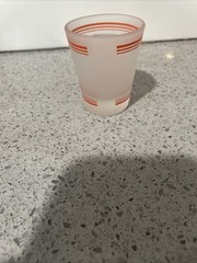 Oklahoma State University OSU Shot glass Frosted Striped Orange Clear 1oz Ncaa