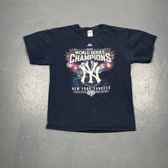 New York Yankees 2009 World Series Champions Tshirt Blue Large Unisex Casual MLB