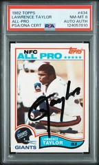 Graded 1982 Topps Lawrence Taylor #434 Rookie Signed Card PSA 8 Card Auto AUTH