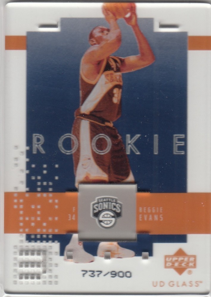 2002-03 Upper Deck Glass Rookie /900 REGGIE EVANS RC #148 Sonics/Iowa
