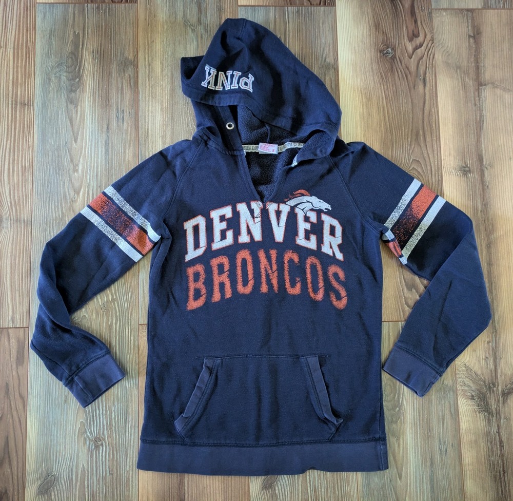 PINK Victoria’s Secret 5th & Ocean NFL Denver Broncos Hooded Sweatshirt Navy Y2K