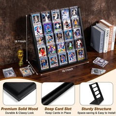 5-Tier Wooden Trading Card Display Stand for Sports Cards Collection & Showcase