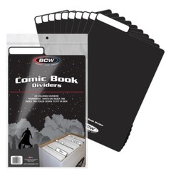 25 BCW Black Comic Book Plastic Dividers With Folding Write On Tab Free Shipping