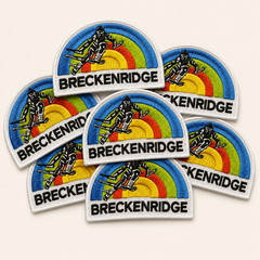 Breckenridge Colorado Ski Retro Iron-On Patch 3.75×2.5 Inch Rainbow Skier Design