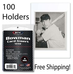 100 BCW Insert Sleeves For 48 Bowman Cards Acid Free Mini Card Holder