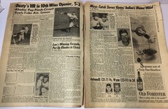 “THE CATCH” Willie Mays Newspaper Daily News NY 1954 MLB World Series Game 1 Sep