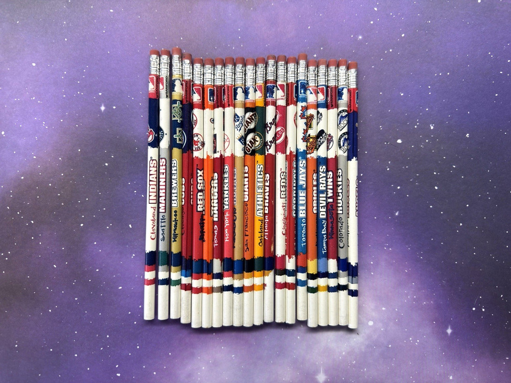 Vintage 90s MLB wood pencils lot of 19 different teams unsharpened Baseball
