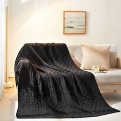 60×80 Throw Blanket, Soft Cozy Acrylic Cable 60″ x 80″, Black