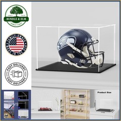 Mini Helmet Display Case with Clear Acrylic Box and Black Base for Protection