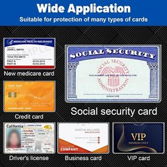 6 Pack Social Security Card Protector Sleeves/New Medicare Card Protector Sleeve