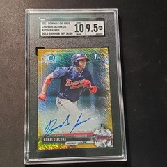 2017 BOWMAN CHROME PROSPECTS RONALD ACUNA JR GOLD SHIMMER AUTO REFRACTOR CARD/50