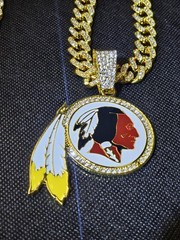 Washington Redskins Commanders Throwback Chain Iced Out Crystal 24″ Necklace