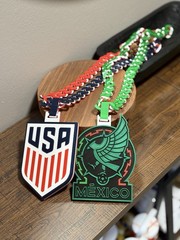 USA & Mexico Soccer Fan Necklace Pendant Chain – Red, White, Blue & Green