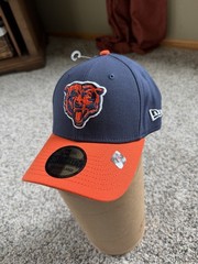 New Era 39Thirty Hat NFL Chicago Bears Navy Blue Orange Flex Stretch Cap M/L
