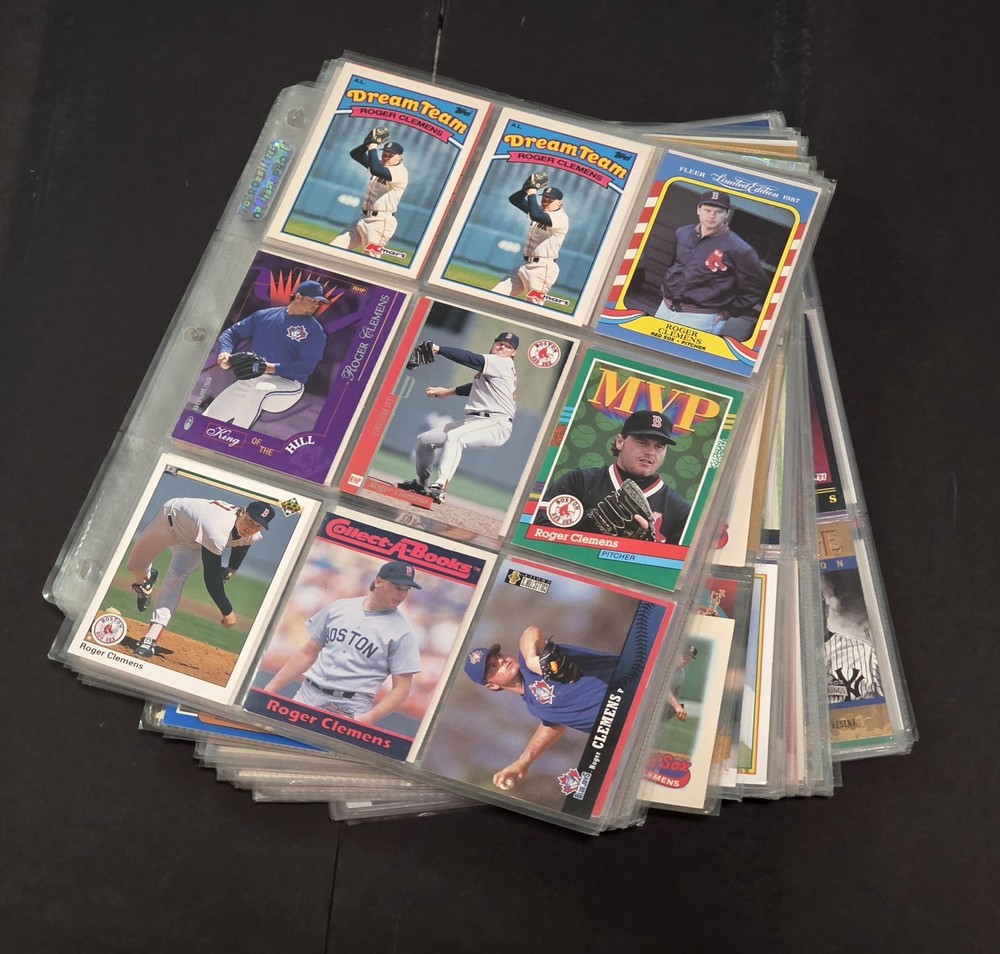 Roger Clemens Lot Of 400+ Cards Most 1986 To 1990s W/Inserts In Album Pages