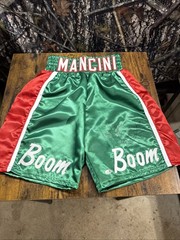 JSA Autographed Ray “Boom Boom” Mancini Signed Green Boxing Trunks HOF 2015