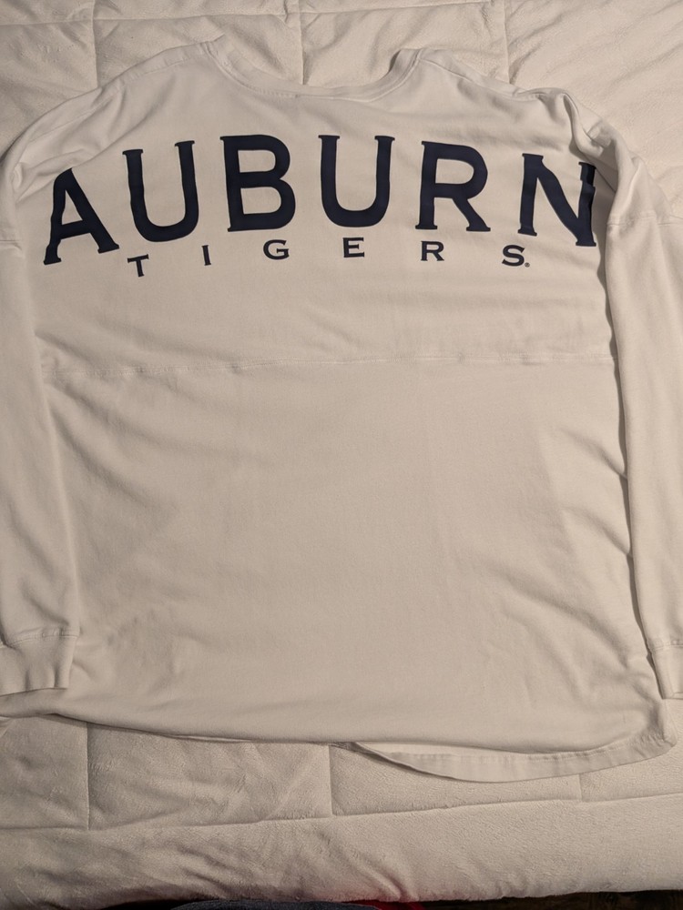 Auburn Tigers Spirit Jersey Oversized Long Sleeve Shirt White Navy Blue 2XL