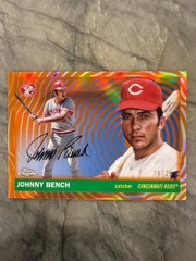 2025 Topps Chrome Platinum #454 Johnny Bench Orange Vibrations Refractor 18/25