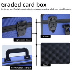 Durable Graded Card Storage Box – PSA Trading Card Case, Blue, 16.5″x13.3″x6.9
