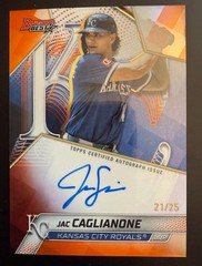 JAC CAGLIANONE 2025 BOWMANS BEST ORANGE REFRACTOR ON CARD AUTO#/25 ROYALS RC