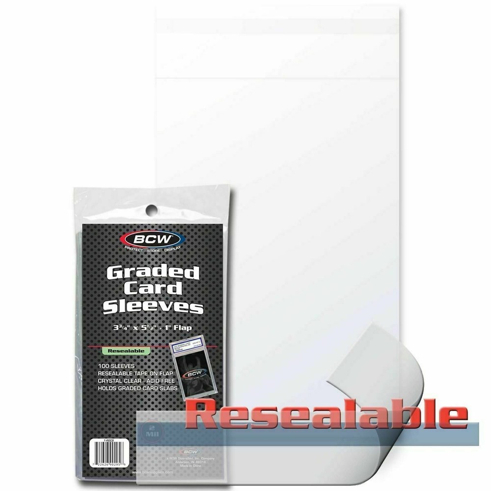 Lot of 1000 BCW Resealable Graded Baseball Trading Card Poly Sleeves bags