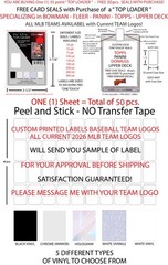 ONE TOUCH STICKERS CUSTOM LABELS PANINI – TOPPS – DONRUSS – ALL MLB TEAM LOGOS