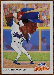 1991 Score #392 Julio Franco AS All Star All-Star Texas Rangers