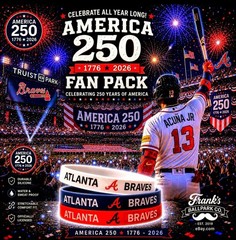 Atlanta Braves America 250 Fan Pack Red White Blue Wristbands 1776-2026