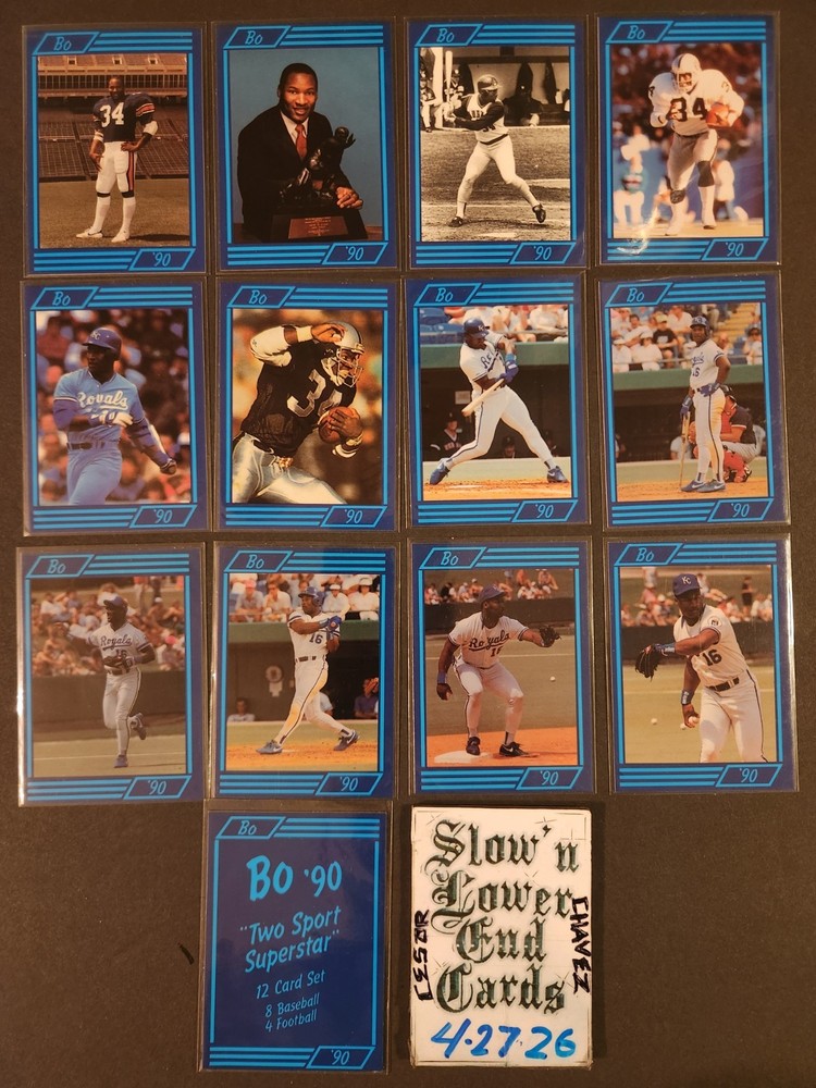 Bo Jackson “BO ’90” BLUE “Two Sport Superstar” 12 Card Set W Cover Card